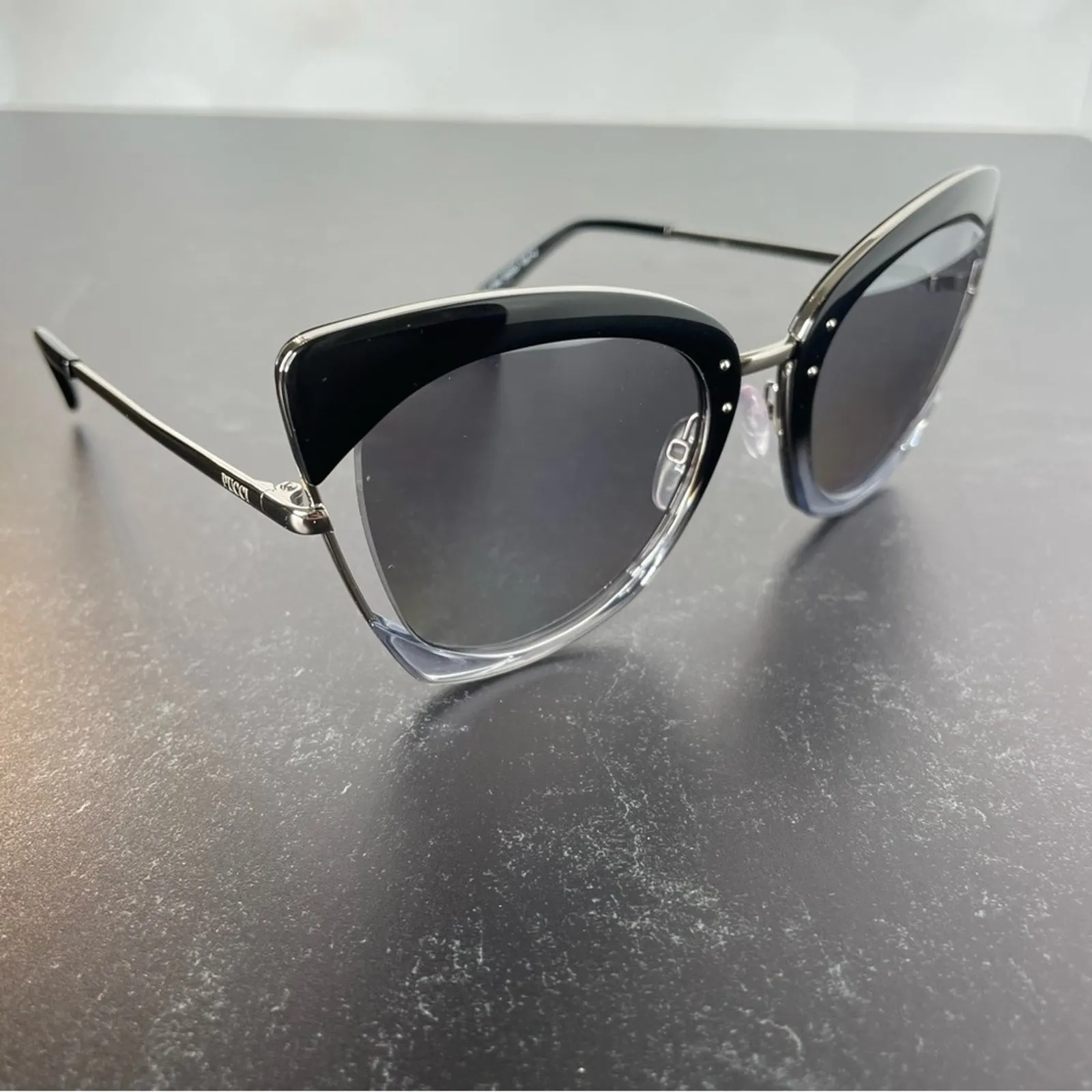 Emilio Pucci EP0074 05C Black Square Sunglasses Women’s Sz 55-23-135 - Image 6