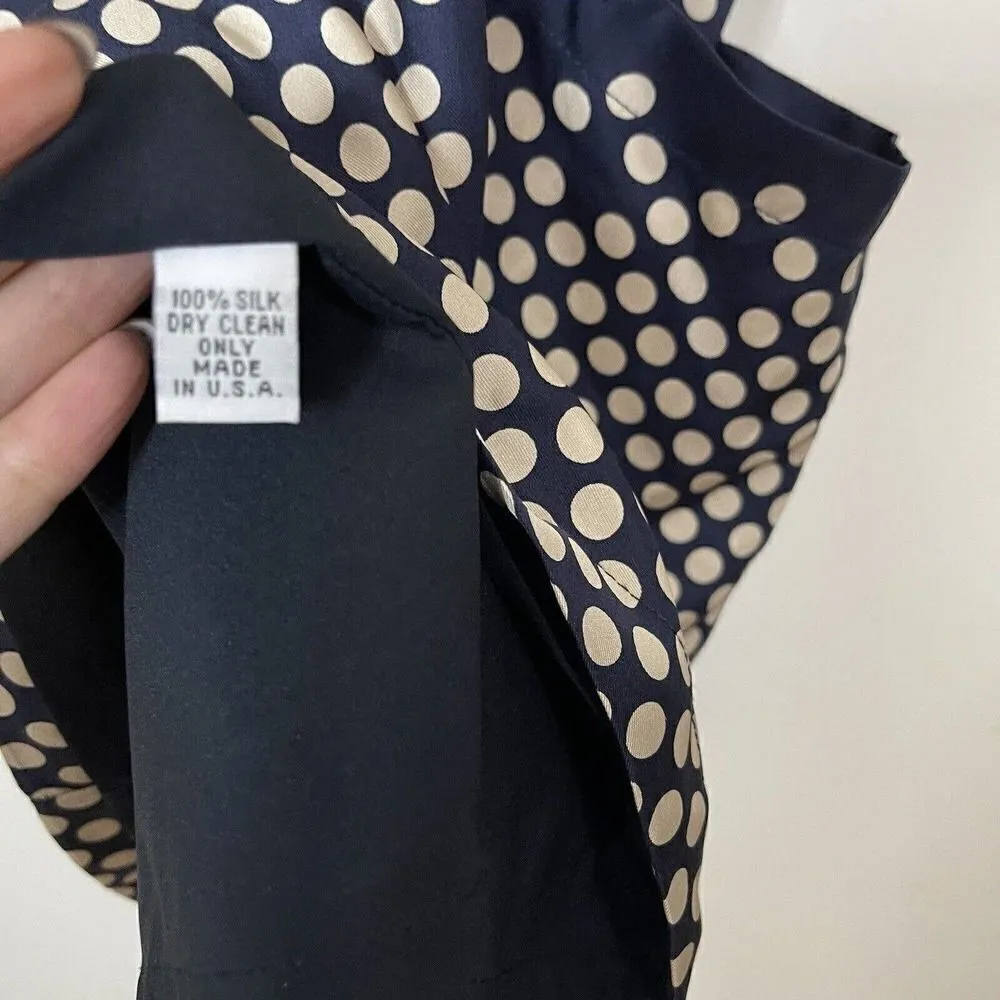 SEA New York Navy Blue Polka Dot Silk Short Shift sleeveless dress size US 10 - Image 3