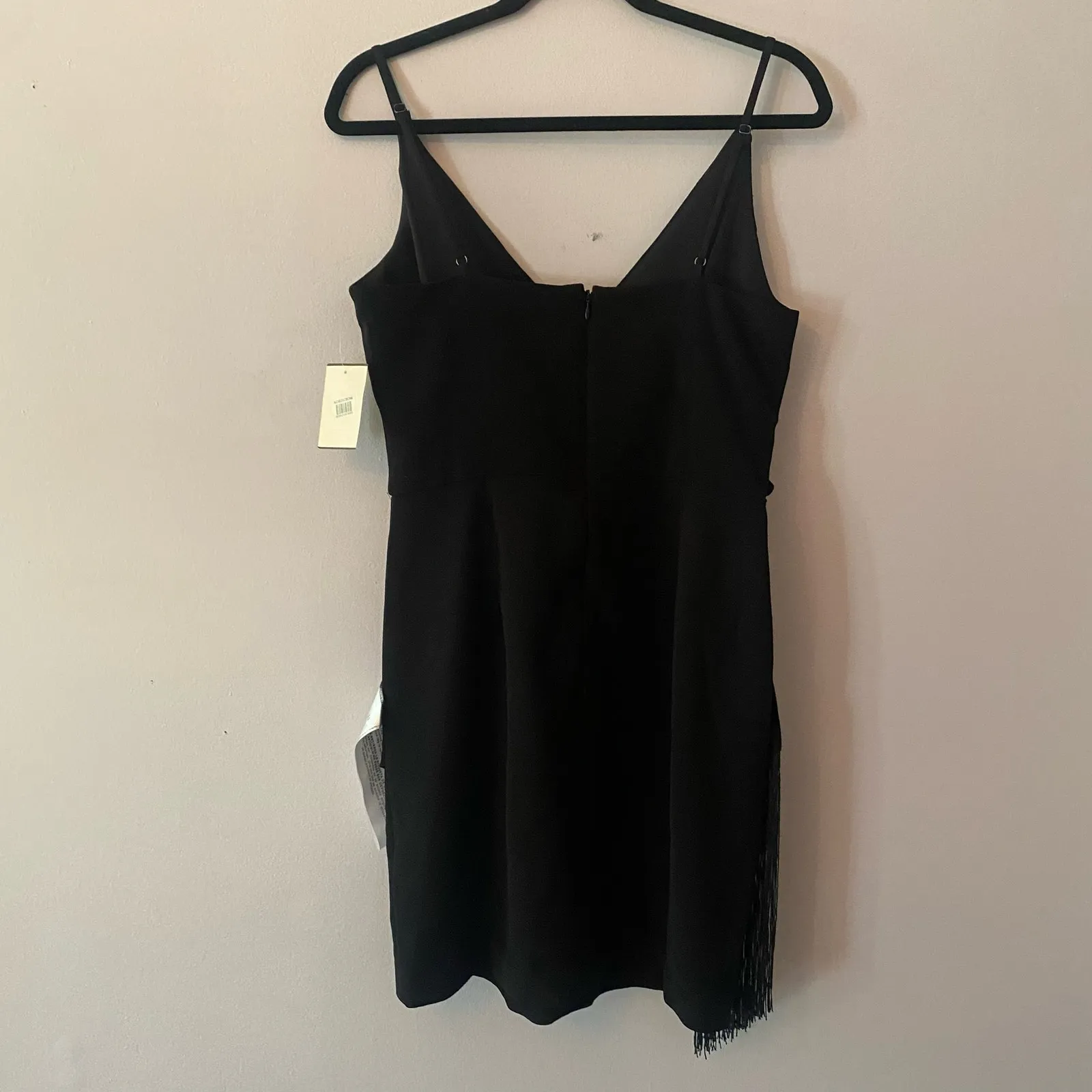 NWT Dress The Population Alida Black Fringe Sleeveless Mini Dress Women's Large - Image 8