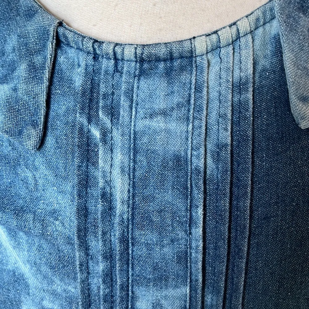 Ya Los Angeles Blue Tie Dye Denim Look Collared Dress Womens Small Summer - Image 9