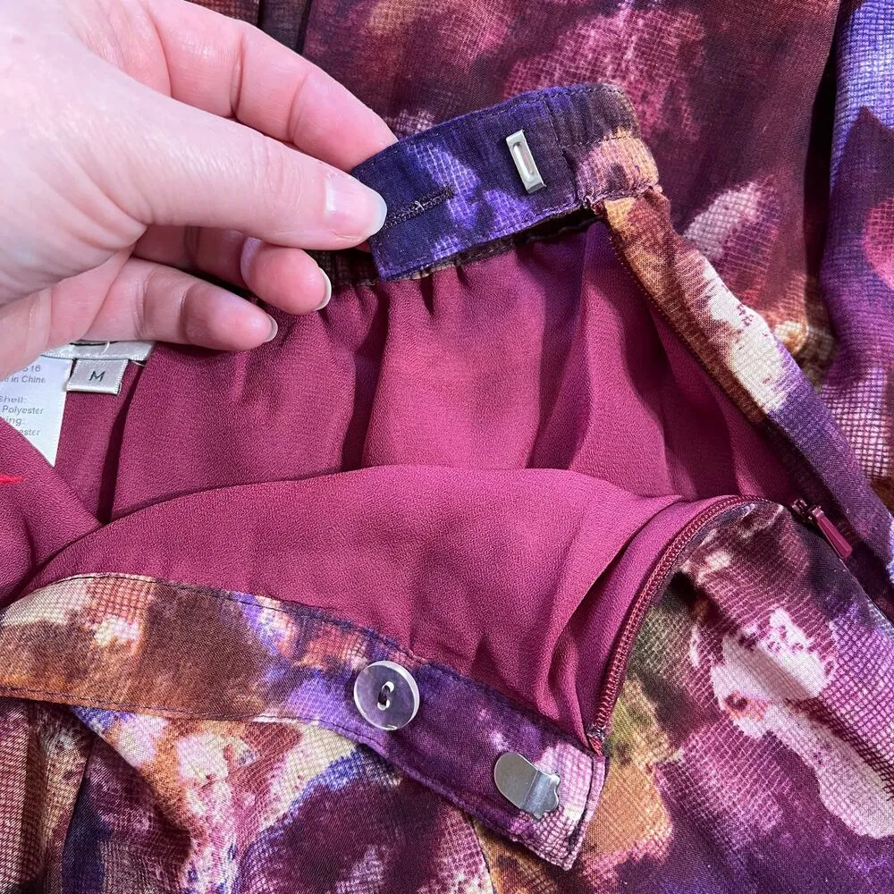 Coldwater Creek Womens Midi Skirt A Line Floral Print Pleated Lined Pink Medium - Image 5