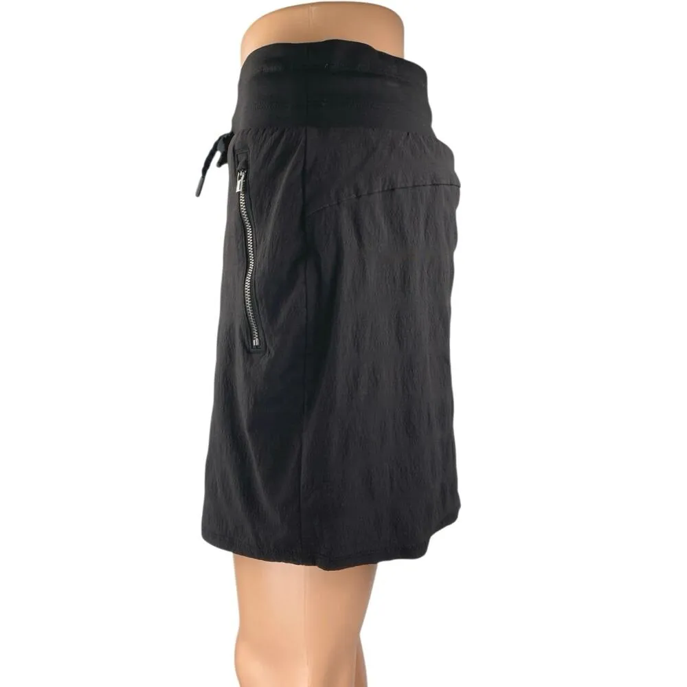 Athleta Women's Black High Waist Drawstring Mini Straight Pencil Skirt Skort 2 - Image 2
