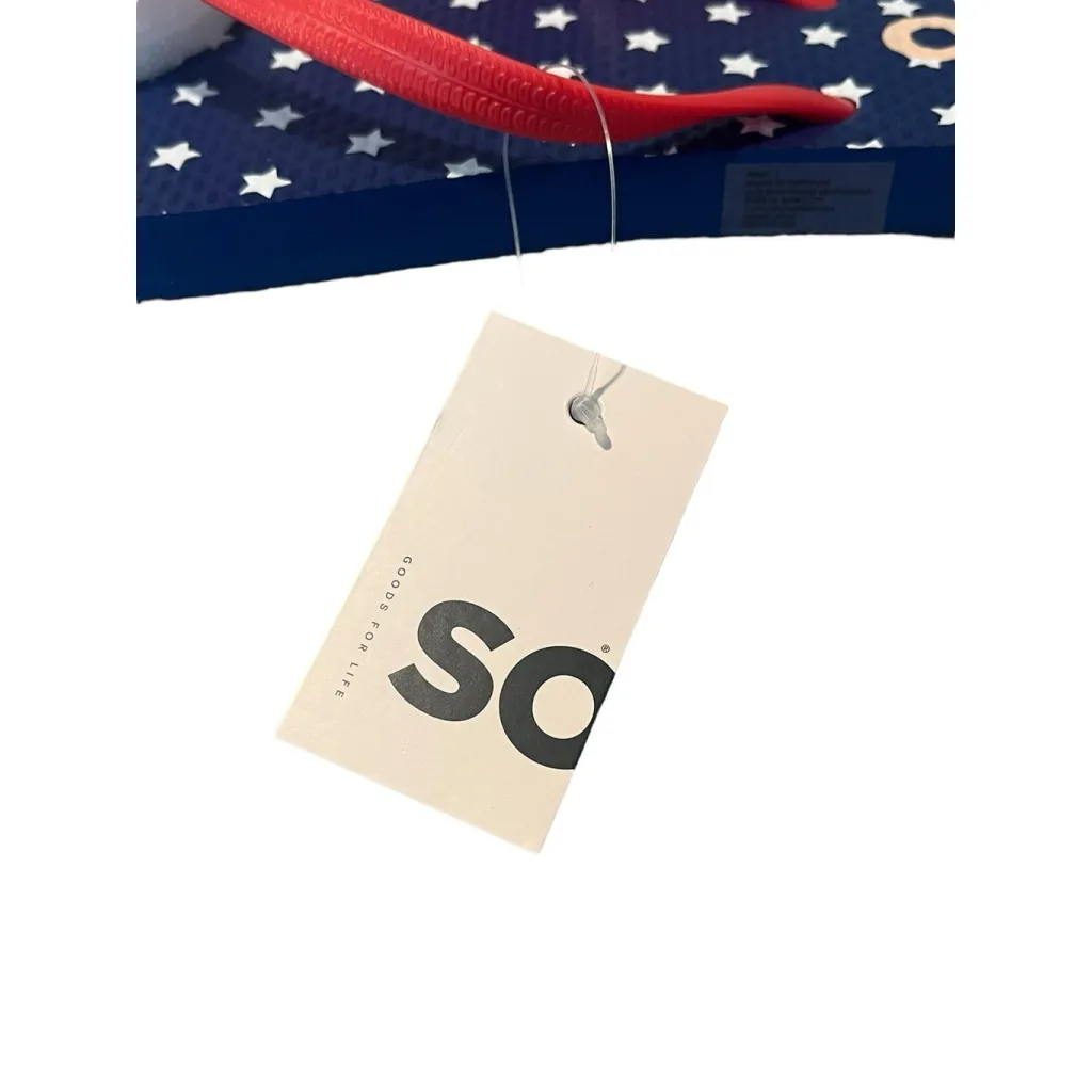 SO Flip Flops Womens Size 7 Americana Red White Blue Stars Patriotic Sandals NWT - Image 6