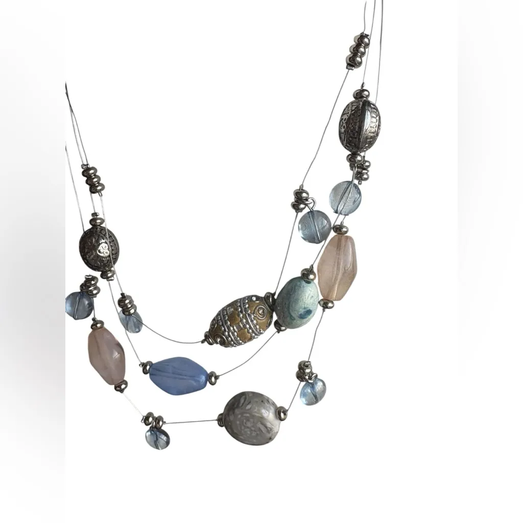 Chico's Silver and Pastel Multi-Bead Necklace - Image 3