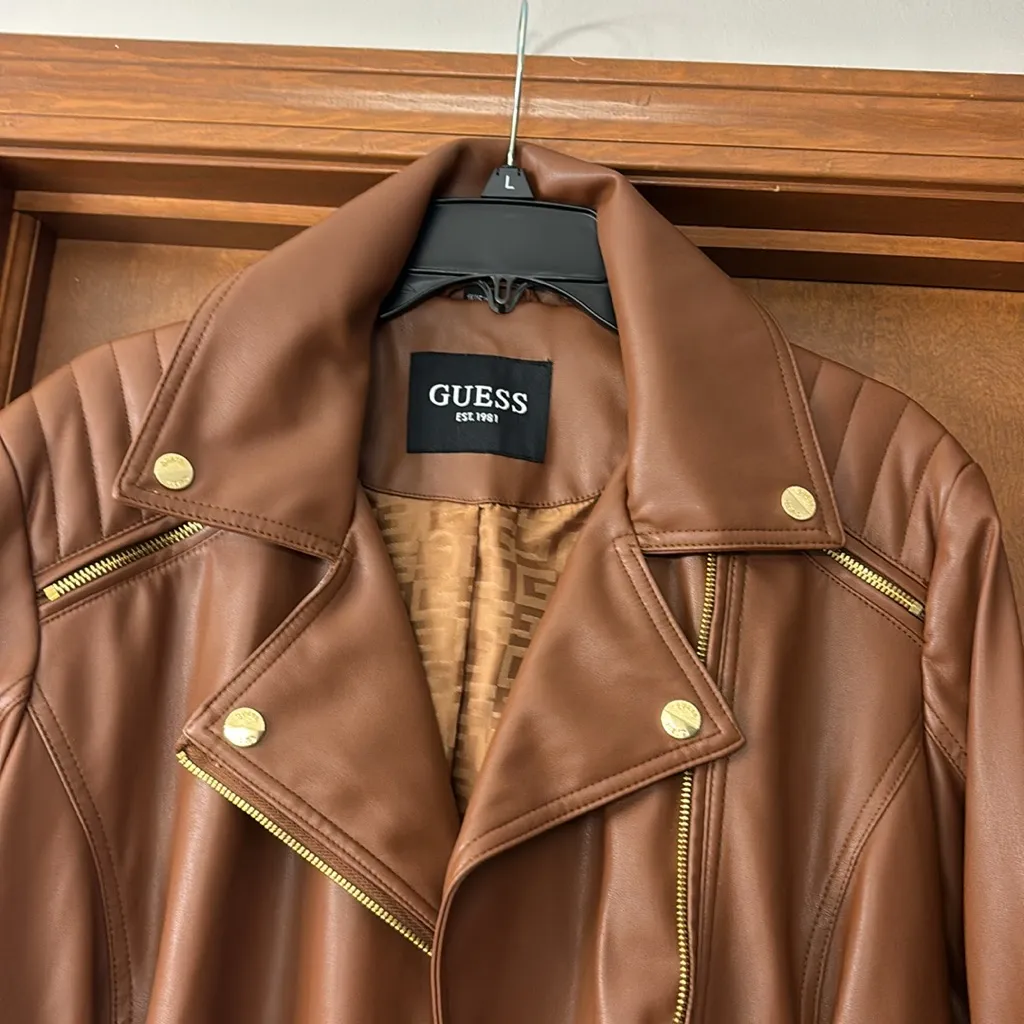 Guess faux leather asymmetrical motto coat - Image 7