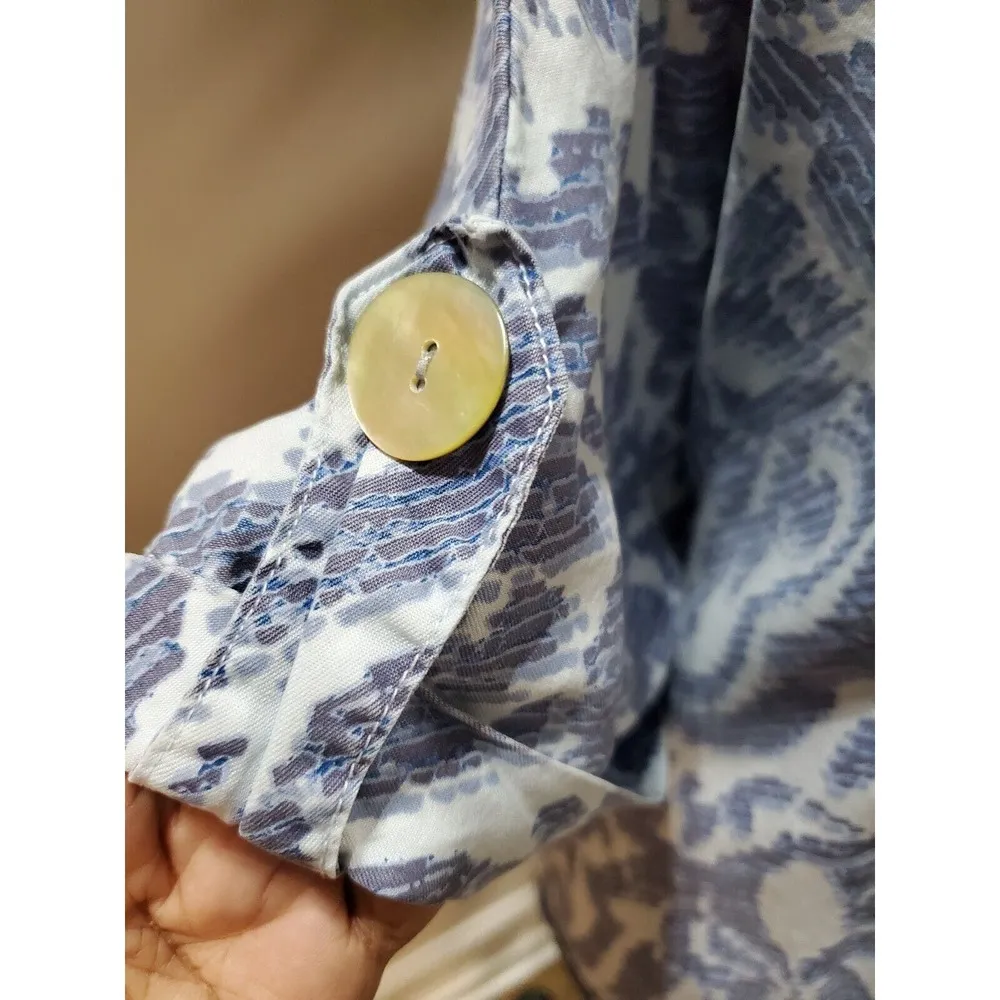 Andrew Marc Womens Blue 100% Tencel Crew Neck Short Sleeve Top Blouse Size Large - Image 9