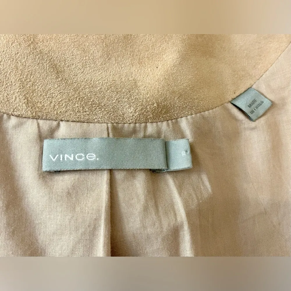 VINCE Rose Quartz Suede Moto Jacket Size 10 - Image 14