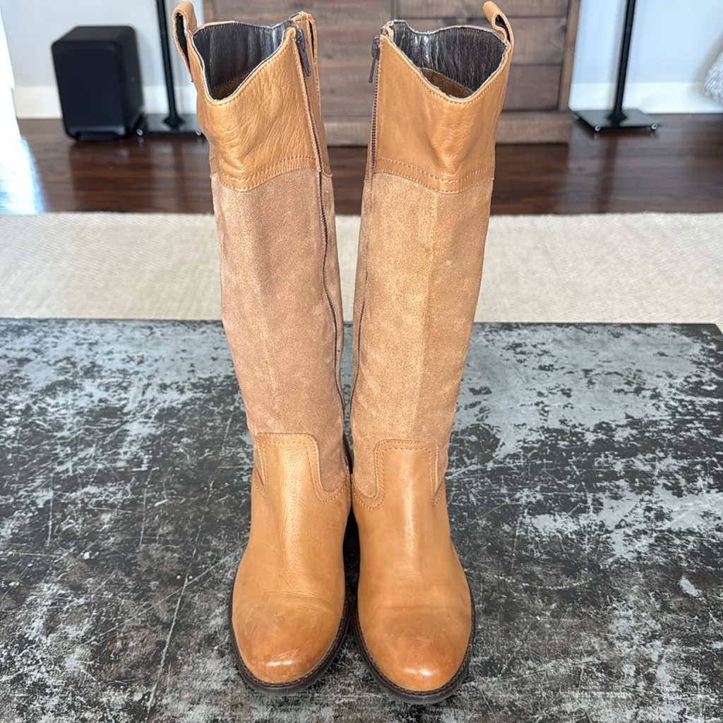 Seychelles  Tan Leather & Suede Riding Boots Size 6 - Image 2