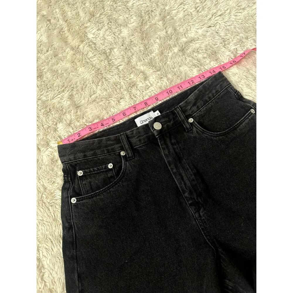 Ghanda Sz 10 High Rise Black Denim Shorts 3" Inseam - Image 4