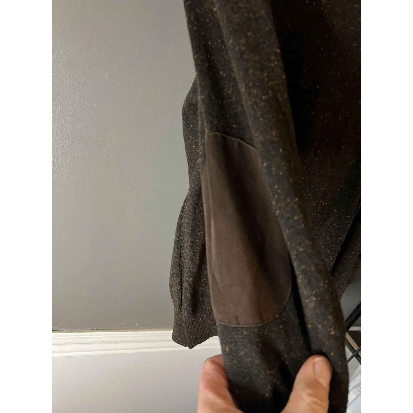 Black Brown 1826 Cardigan Sweater Mens Large Brown Wool Blend Elbow Patches - Image 4
