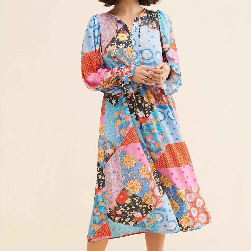 Spell Cha Cha Boho Midi Dress Sz L Blue Size L - Image 9