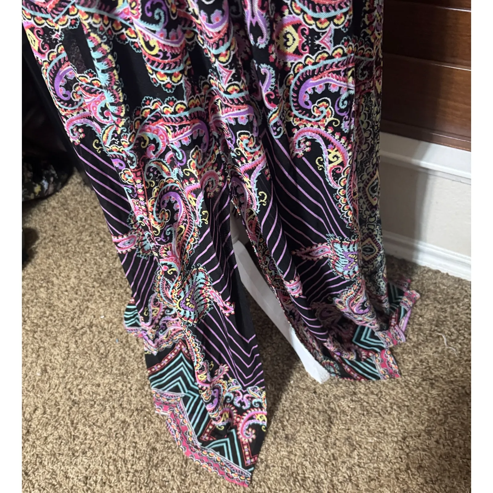 New York & Co Colorful Maxi Skirt Size S jersey knit stretch Long Cruise Resort Black - Image 2