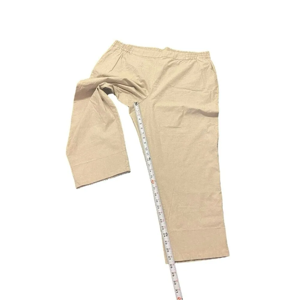 Lane Bryant Pants‎ 24 Linen Blend High Rise Tapered Leg Pull On Oatmeal NWT - Image 3