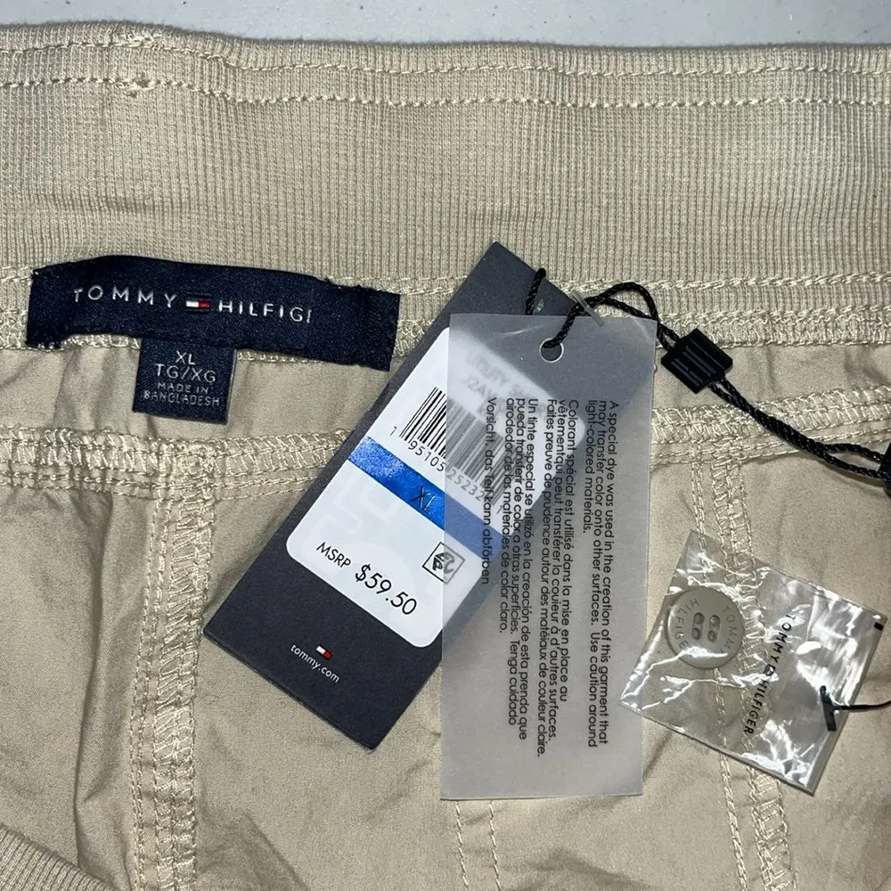 Tommy Hilfiger NWT Size XL Tan 100% Cotton Pull-On Convertible Shorts - Image 3