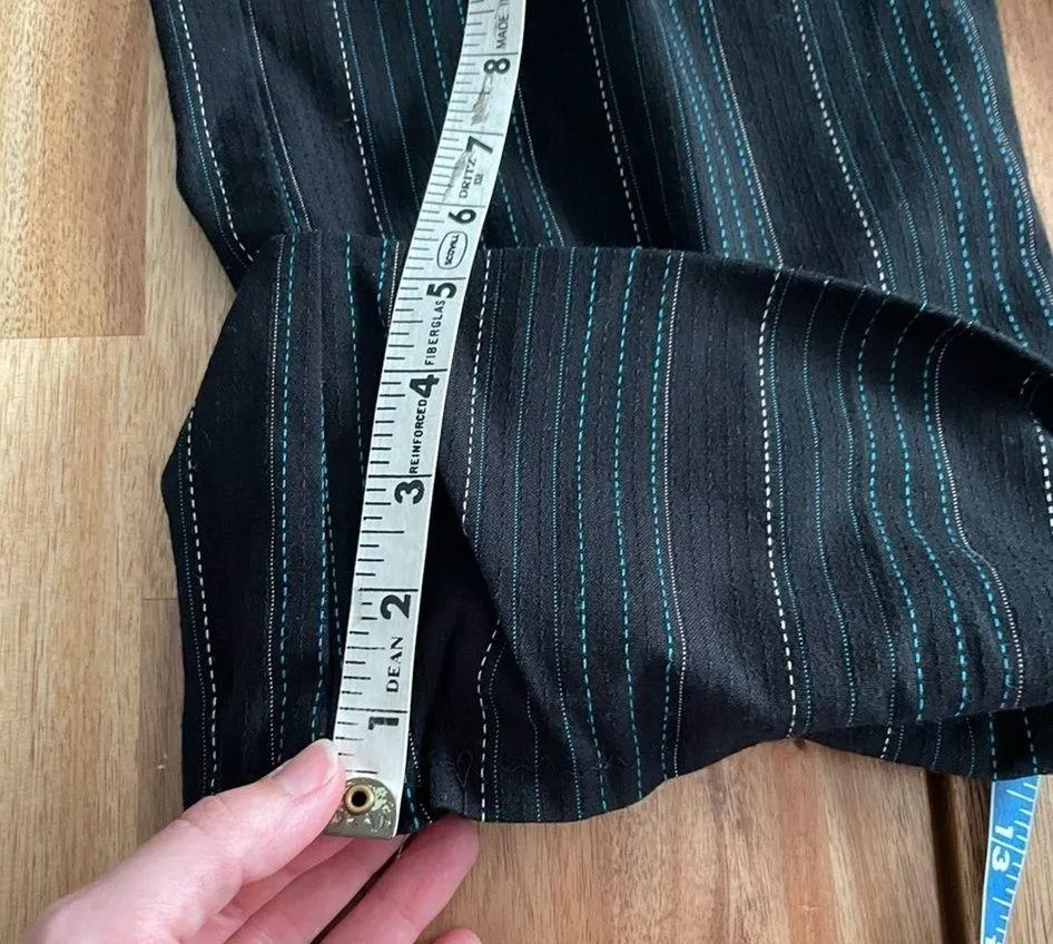 Y2K Striped Dress Pants Black & Blue Size undefined - Image 10