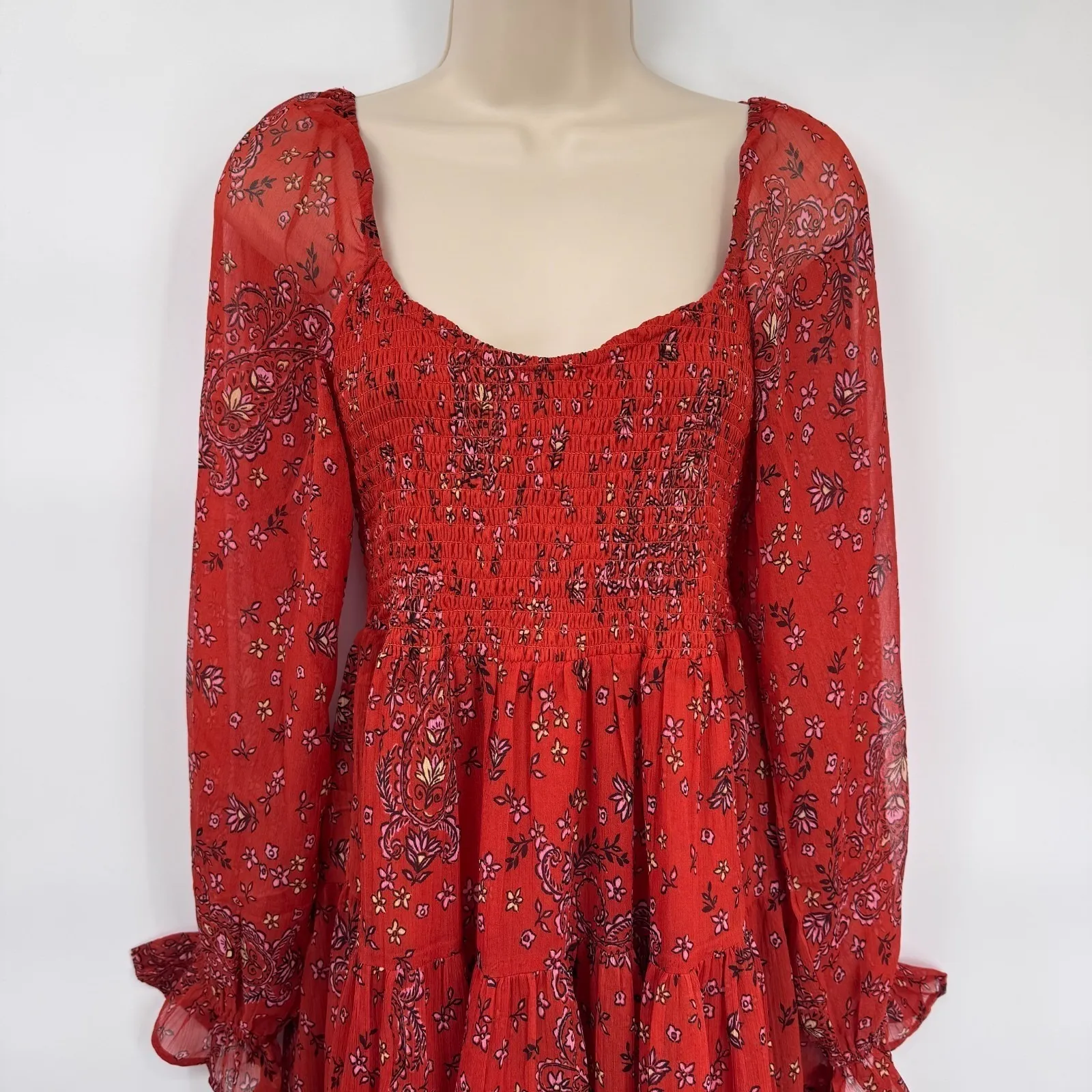 Patrons of Peace Boho Fairy Fall Dress Small Orange‎ Festival Cottage Peasant - Image 2