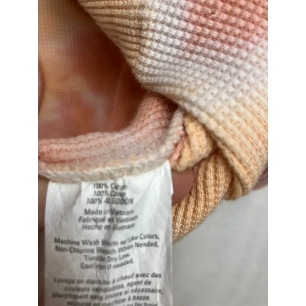 Wild Sage Tie Dye Waffle Knit Robe Coral Orange White Belted Pockets Women's M Size M - Image 7