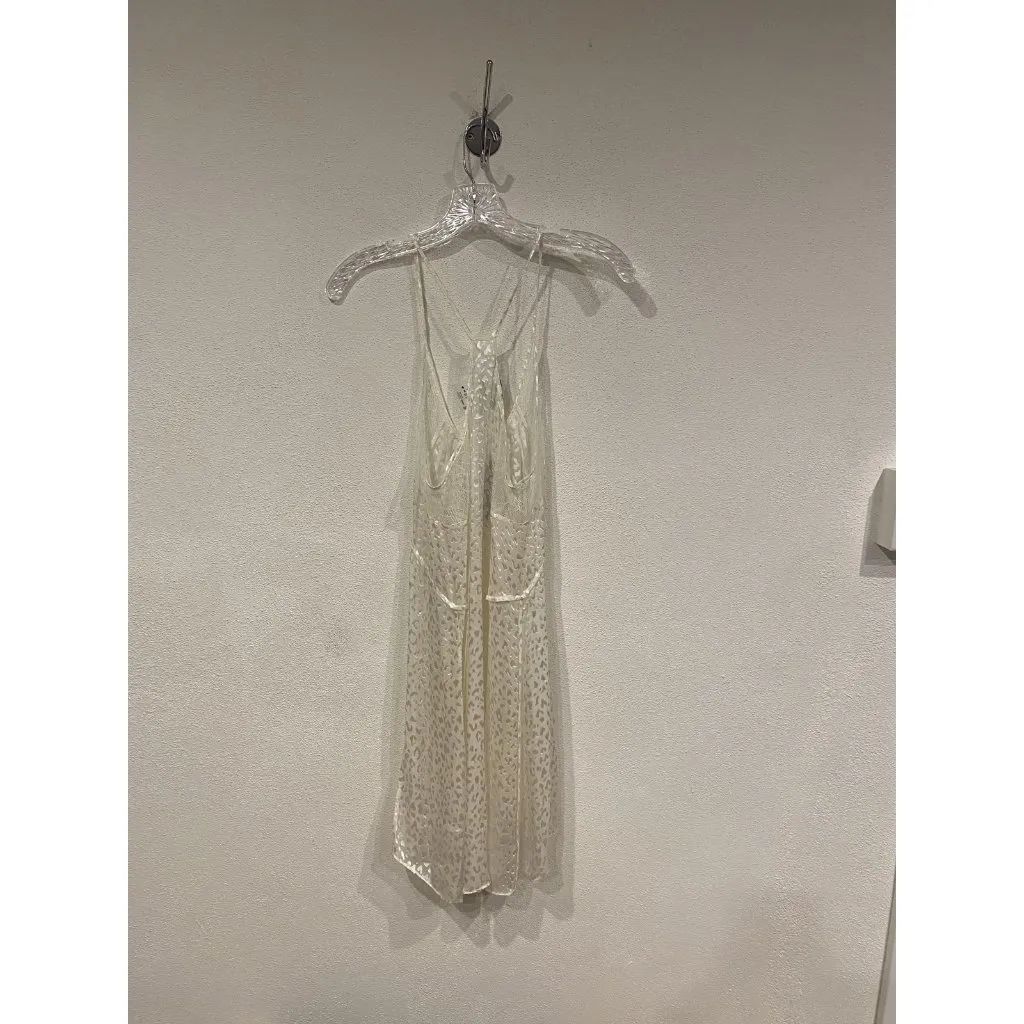 Pinko Dress Womens 6 Sheer Animal Print Sleeveless Overlay Made Italy White - Image 4