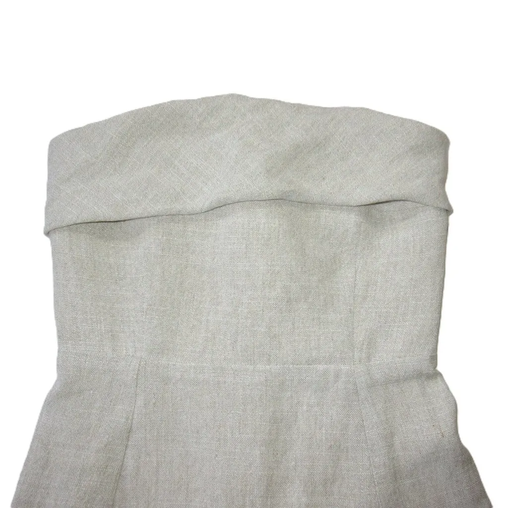 NWT Sezane Ottie in Biscuit Linen Blend Strapless Midi Dress 34 / 2 - Image 6