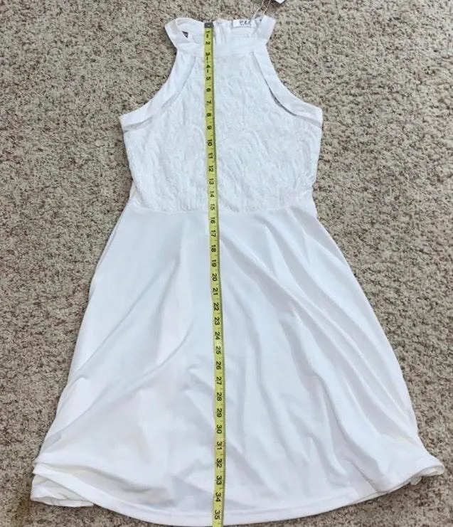 white lace halter dress with mesh cutouts - Image 3