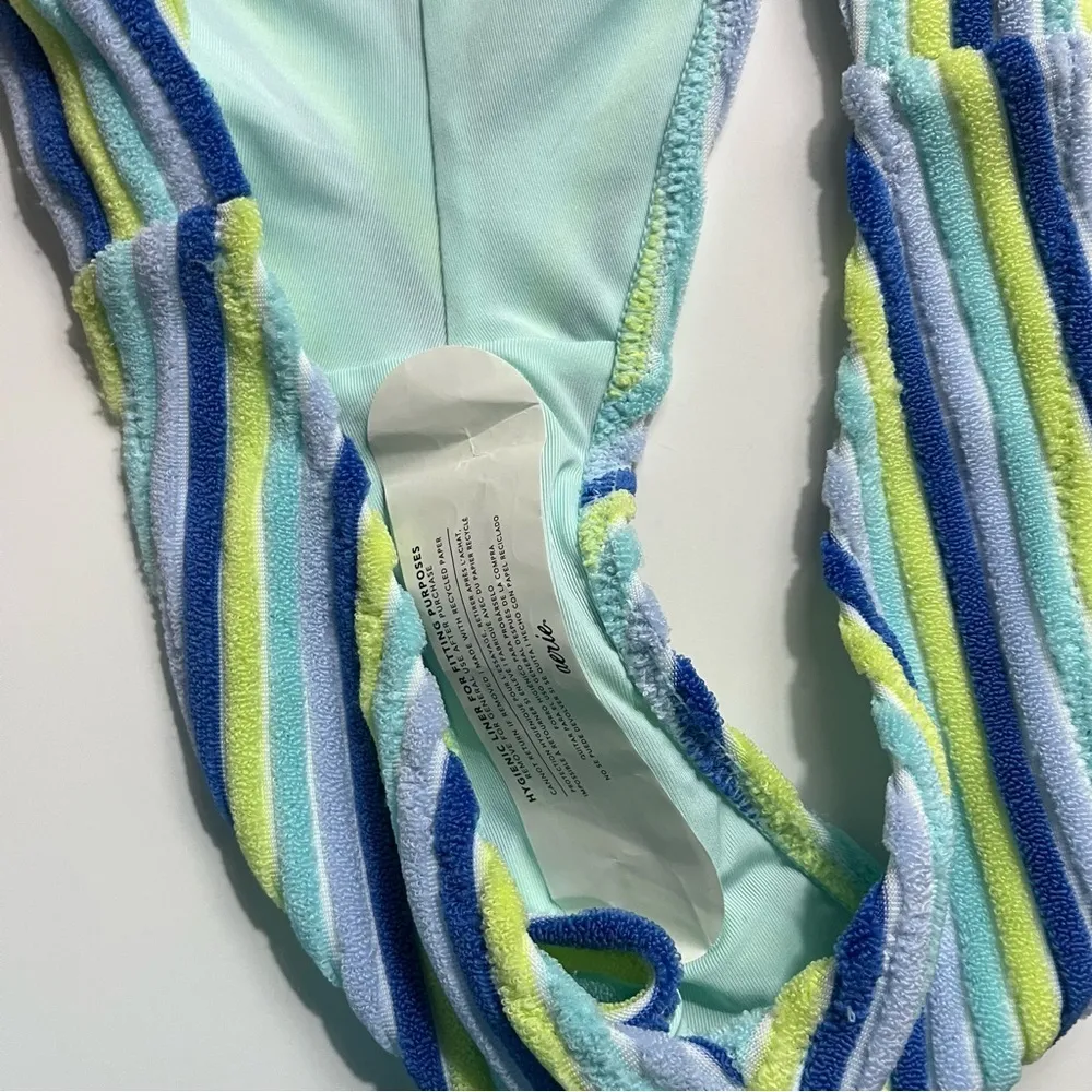 Aerie  Terry Low Rise Cheeky Bikini Bottom NWT Green Blue - Image 2