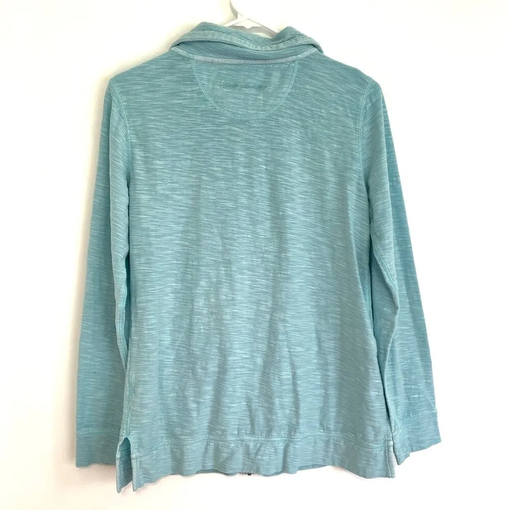 TOMMY BAHAMA Aqua Blue Full Zip Long Sleeve 100% Cotton Lightweight Sweatshirt S - Image 10