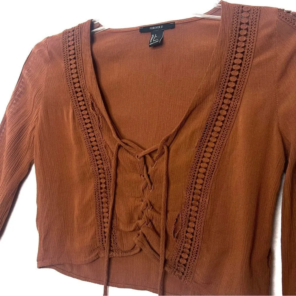 Vintage Y2K Flare Sleeve Top Women Small Whimsigoth Boho Fairy Peasant Bell 90s - Image 3