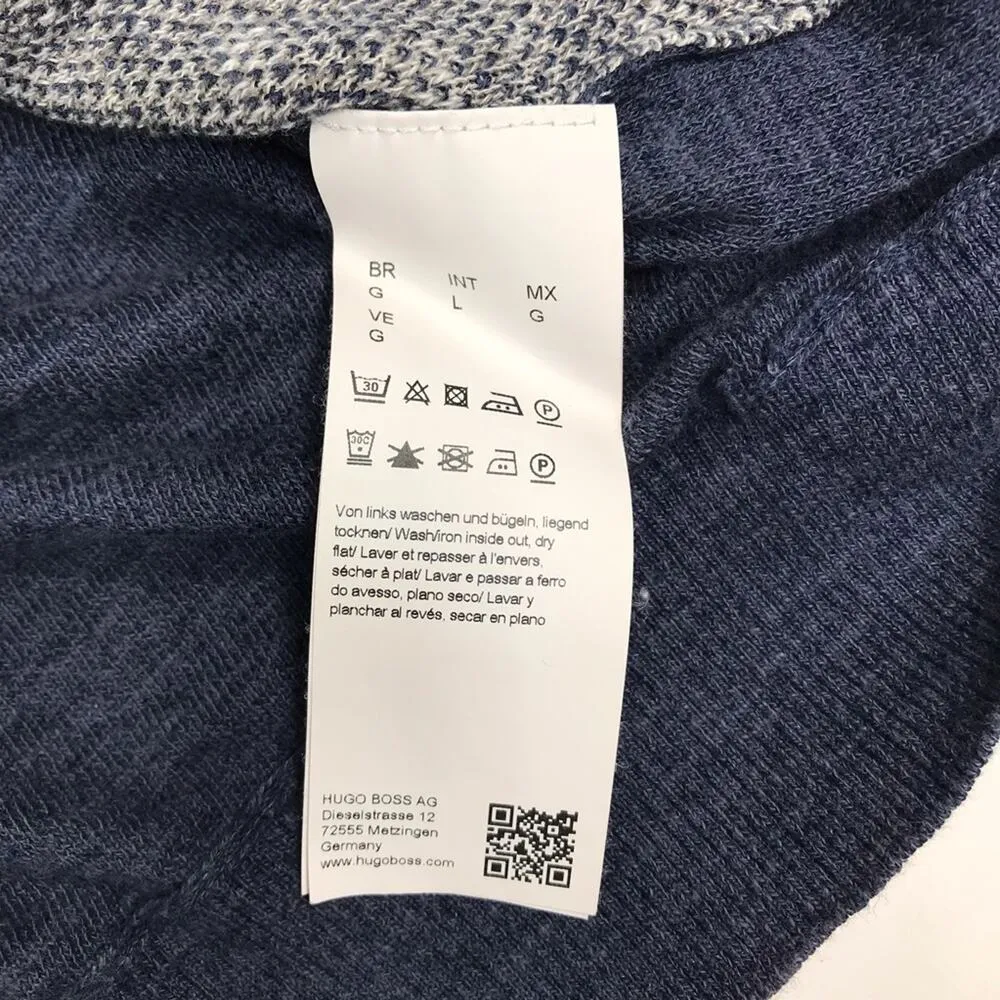 HUGO BOSS Linen Blend Sweater Women L Blue Colorblock Unisex Y2K Retro Romantic - Image 8