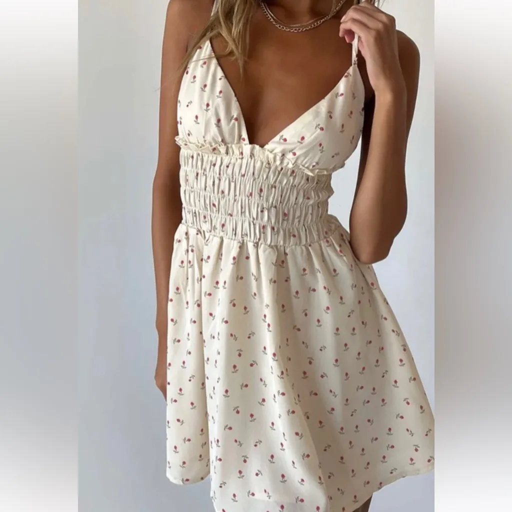 PRINCESS‎ POLLY ROZA MINI DRESS BEIGE Size 2 - Image 4