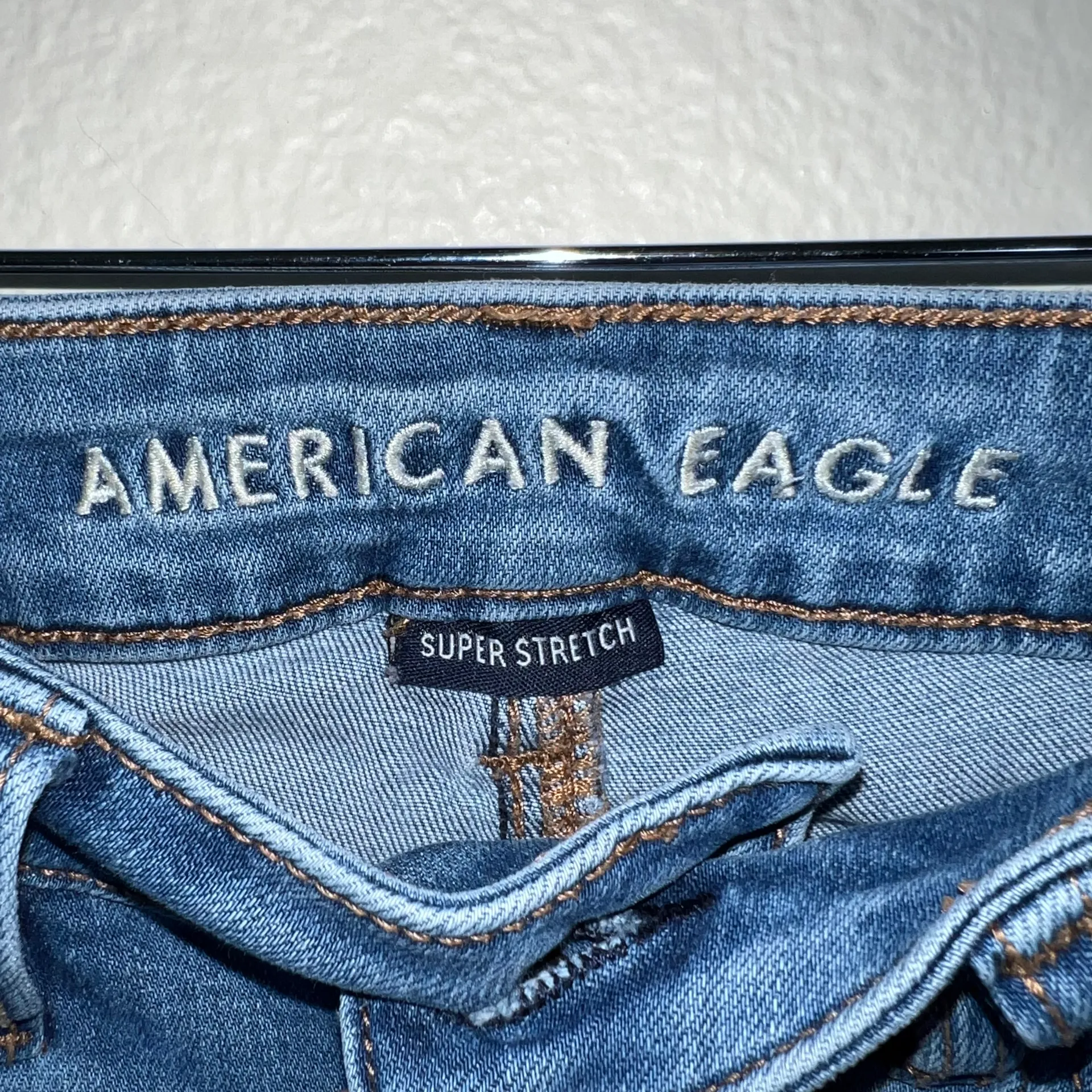 American Eagle  - AEO Light Wash Distressed Super Stretch Hi Rise Jegging Jeans - Image 5