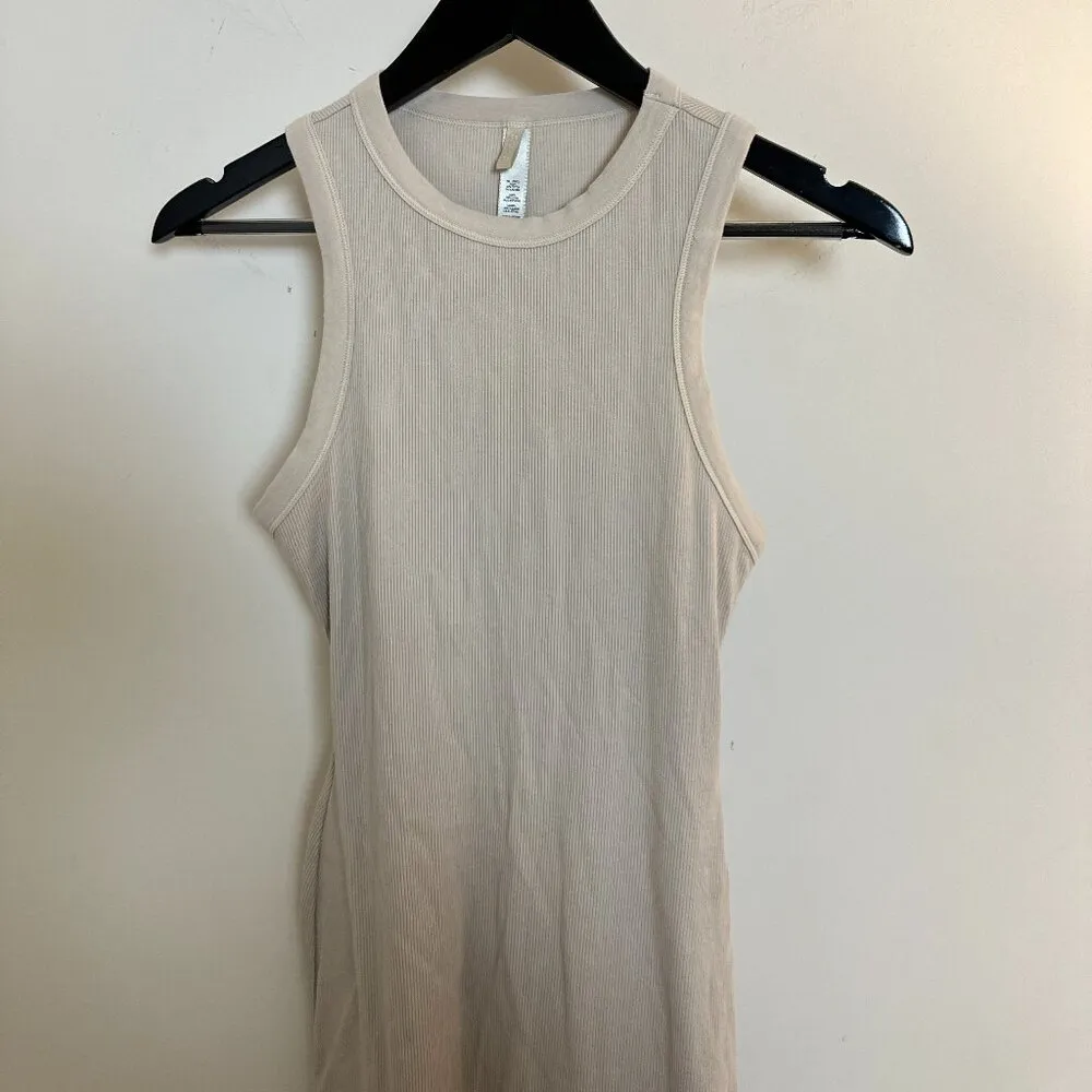 SKIMS Stretch Cotton Rib Tank Dress in Stone Size Small - Image 3