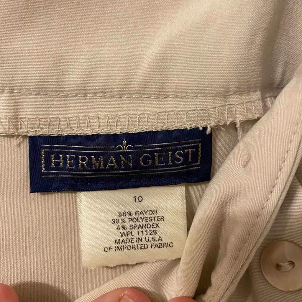 VTG 1990s Herman Geist Beige Ivory Long Maxi Skirt Size 10 36"‎ Length - Image 3