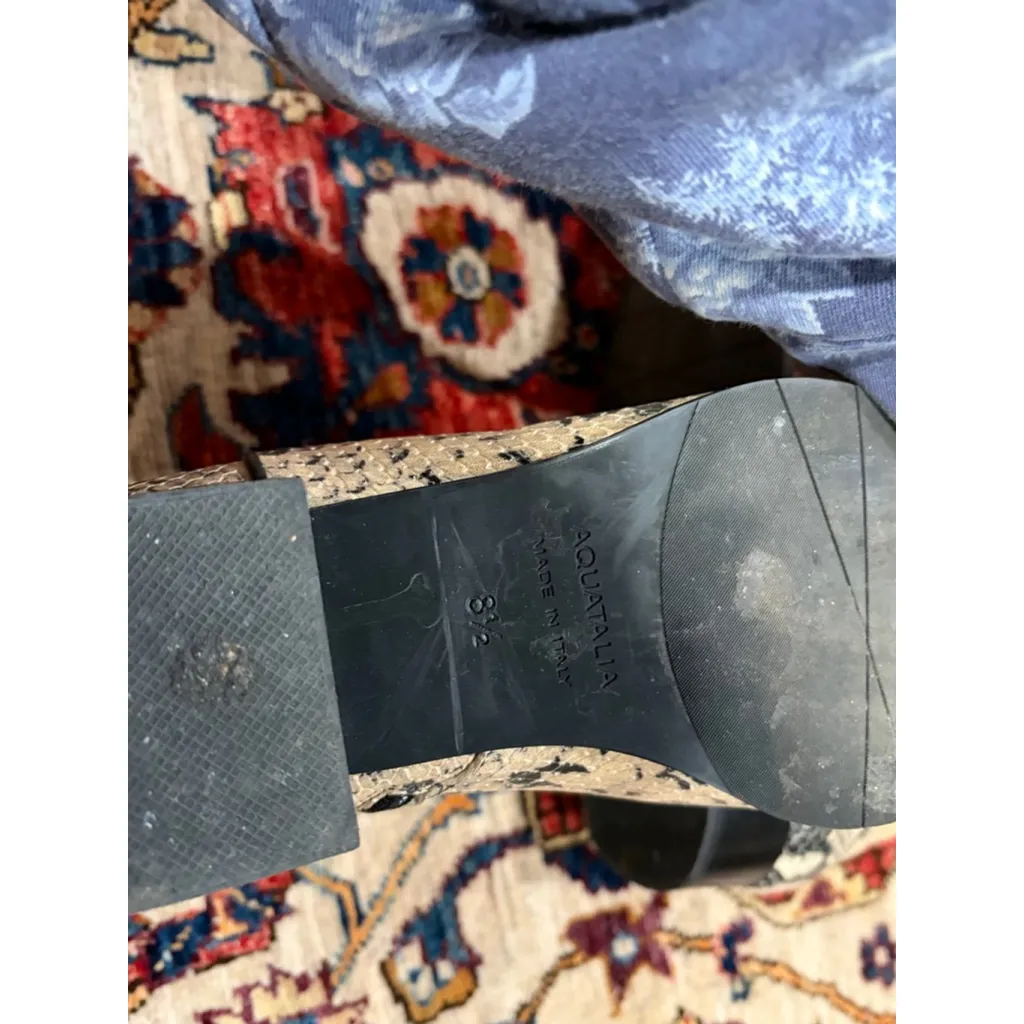 Aquatalia Made in Italy Snake Print Leather Ankle Boots Block Heel Zip 8.5 - Image 9