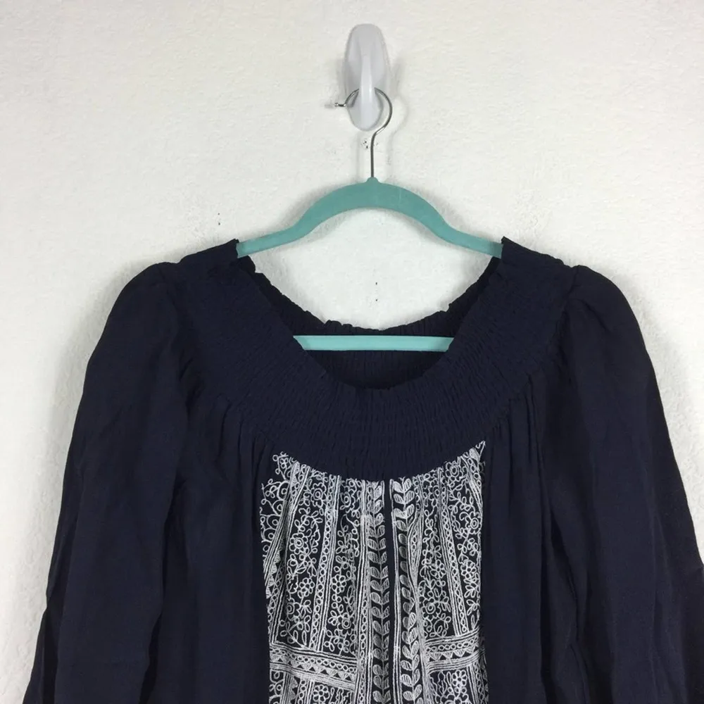Tularosa Revolve Jacqueline Navy Embroidered Off Shoulder Tunic Mini Dress XS - Image 5
