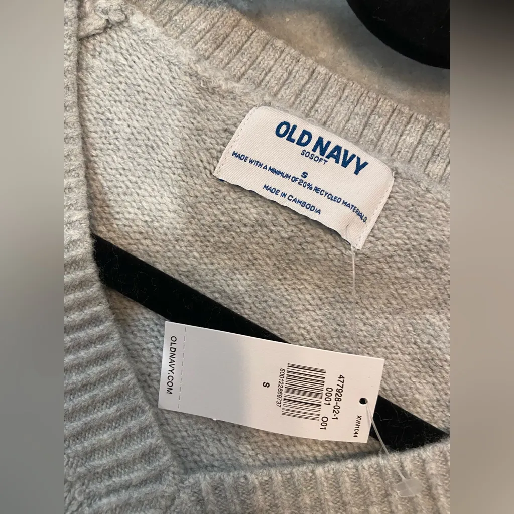 NWT Old Navy Size S Gray So Soft V Neck Long Sleeve Pullover Sweater Mini Dress - Image 12