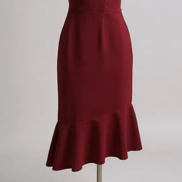 Anthropologie Hutch Slim One Shoulder Burgundy Maxi Dress Small Asymmetrical Hem - Image 6