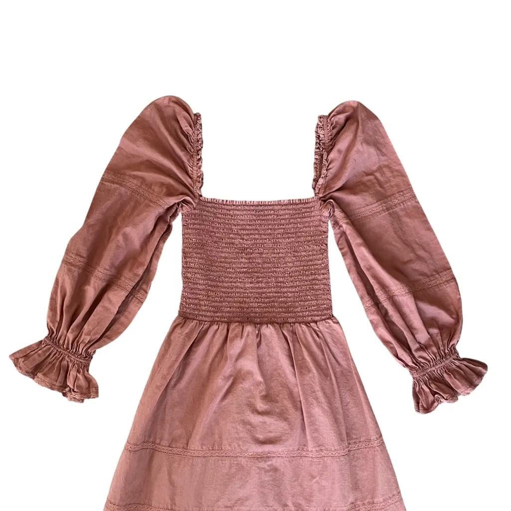 Reformation Women’s Dunes Long Sleeve Square NwxkMini Dress in Praline Pink 4 - Image 3