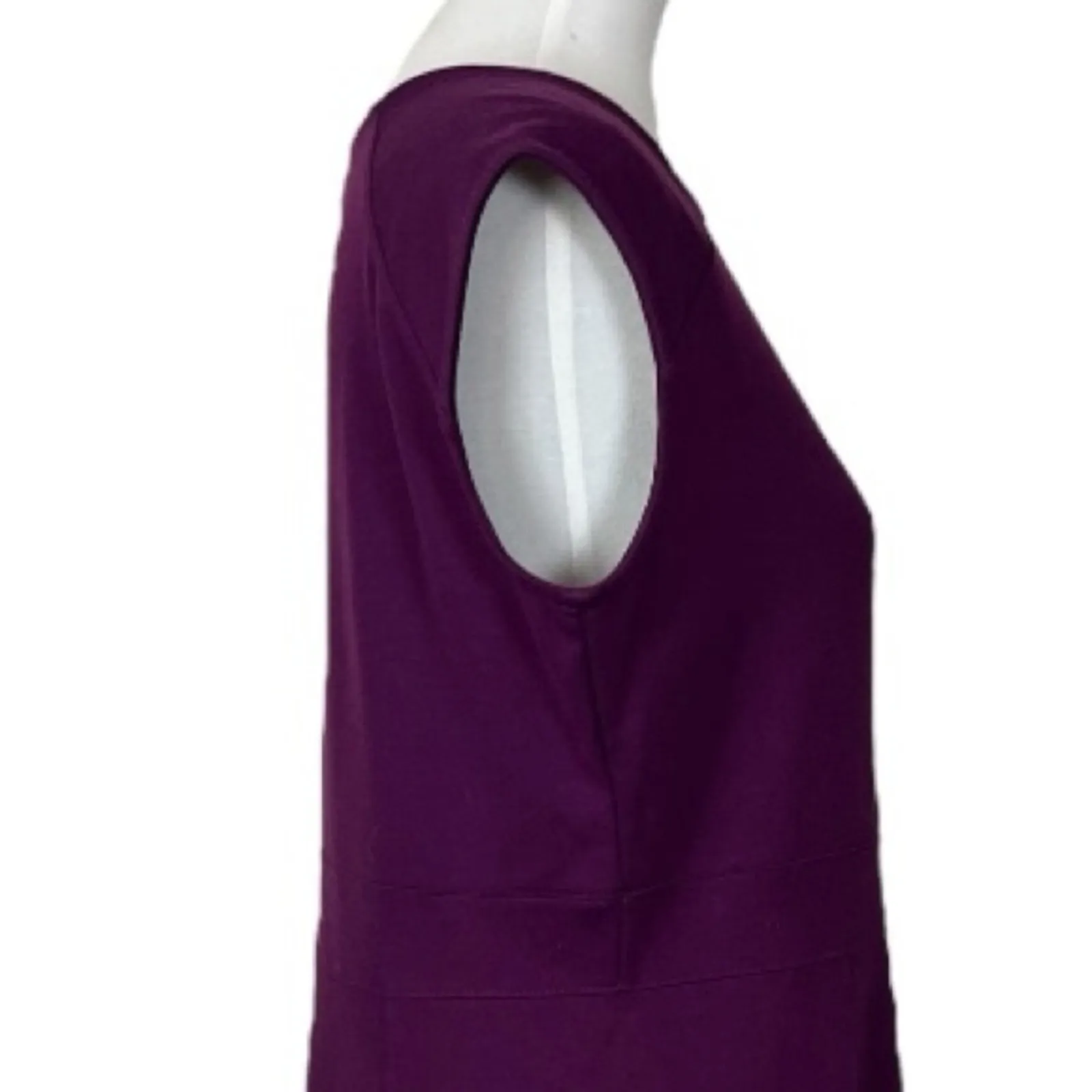 Lands’ End Dress A-line Cap Sleeves Midi Plum Purple Women’s Size L/P 14-16 - Image 7
