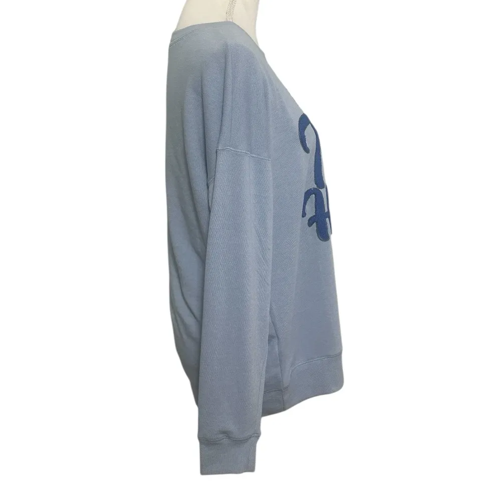 Anneliese Blue Boutique Embroidered Sequins Football Crewneck Sweater NWT Size M - Image 4