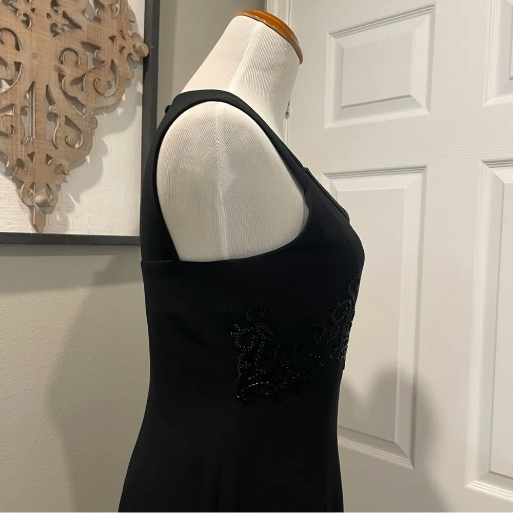 Carole Little Dresses Vintage Black Beaded Top Size 8 Dress With Side  Slit - Image 9