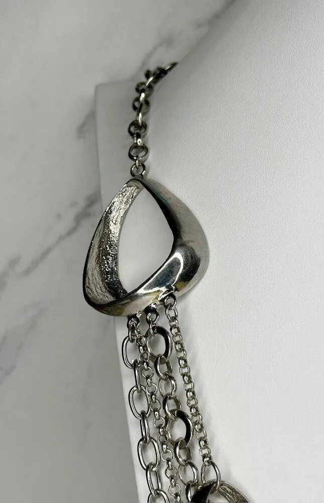 Chicos Chunky Draped Chain Link Silver Tone Statement Necklace ✨ - Image 7