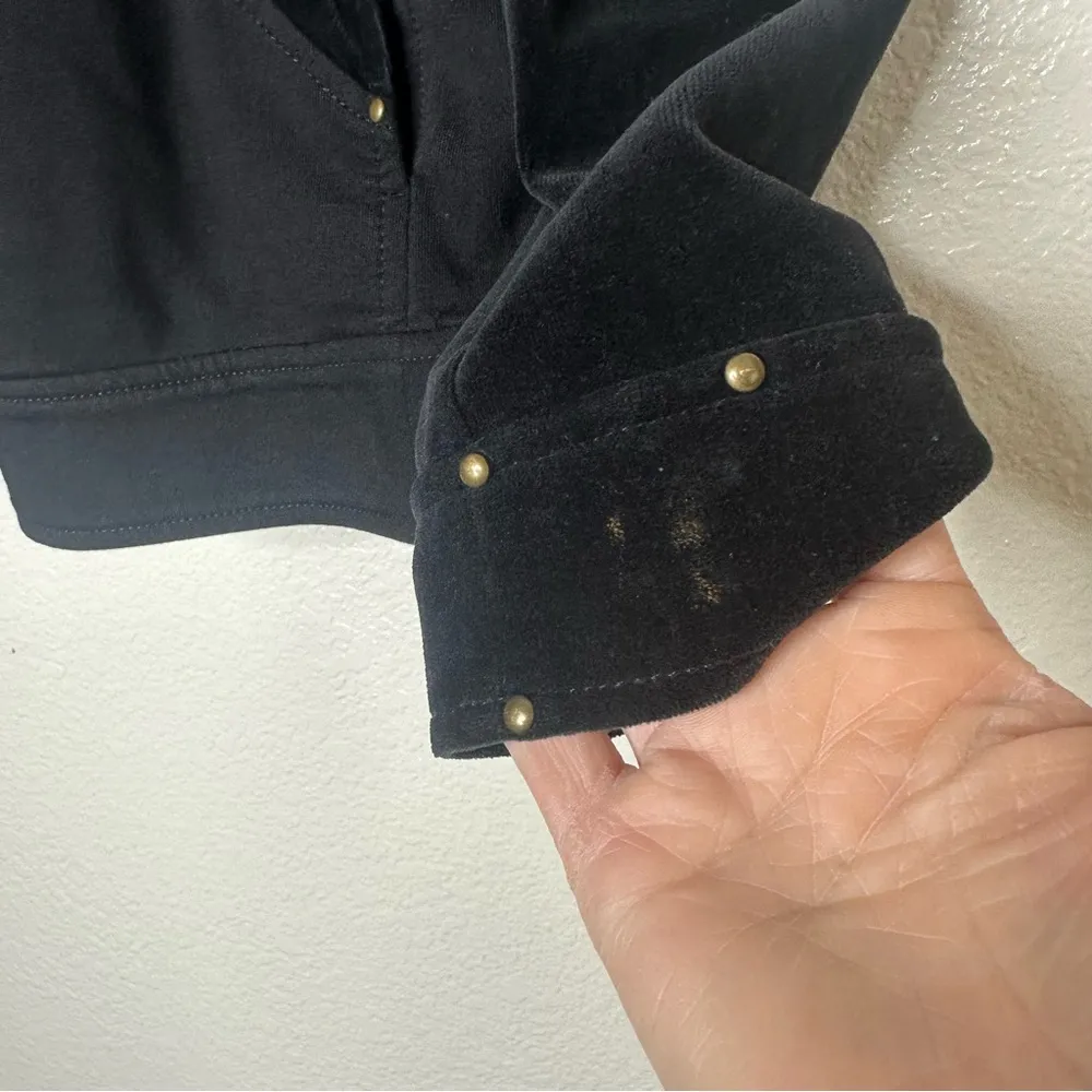 St. John Sport Black Velvet Stretch Zip Up Studded Jacket Small - Image 5