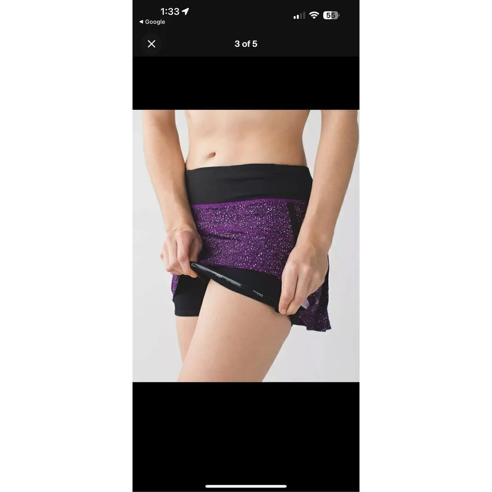 LULULEMON PACE RIVAL SKIRT 2 SIZE-6  Flashback Static Powdered Rose Tender Viole - Image 3