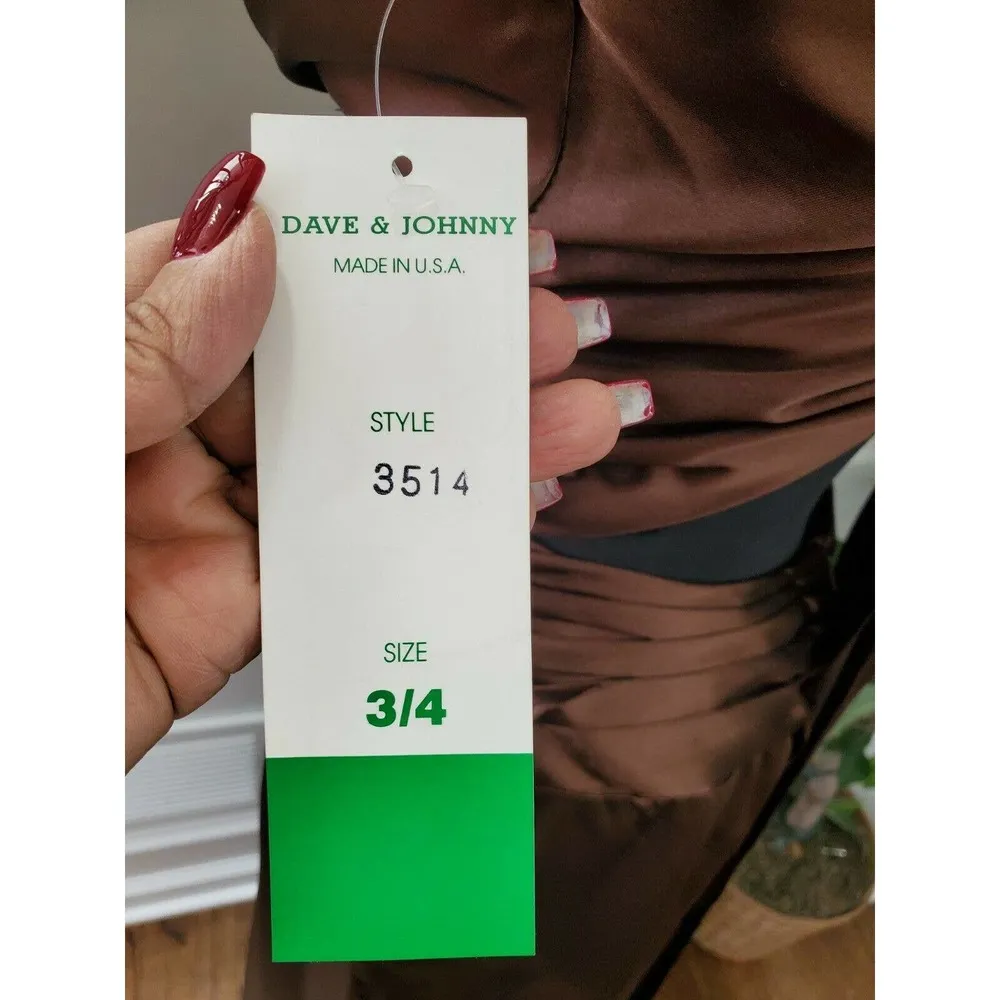 Dave & Johnny Women's Brown Polyester V-Neck Sleeveless Long Maxi Dress Size 3/4 - Image 8