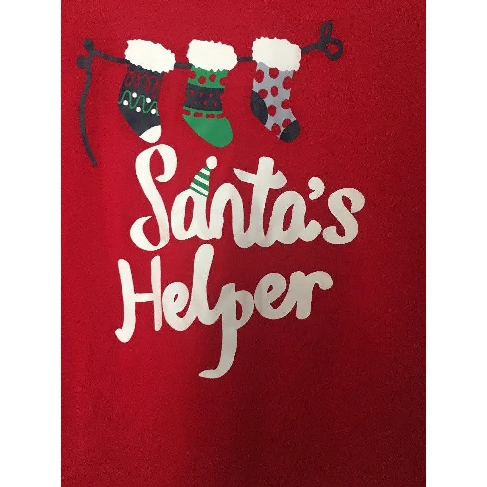 Joe Boxer Long Sleeve T-Shirt "Santa's Helper" Christmas Womens Size Large Red - Image 2