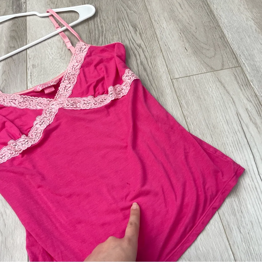 Victoria's Secret Cami pink lace y2k womens Pink (xsmall small) vintage 2000s - Image 5