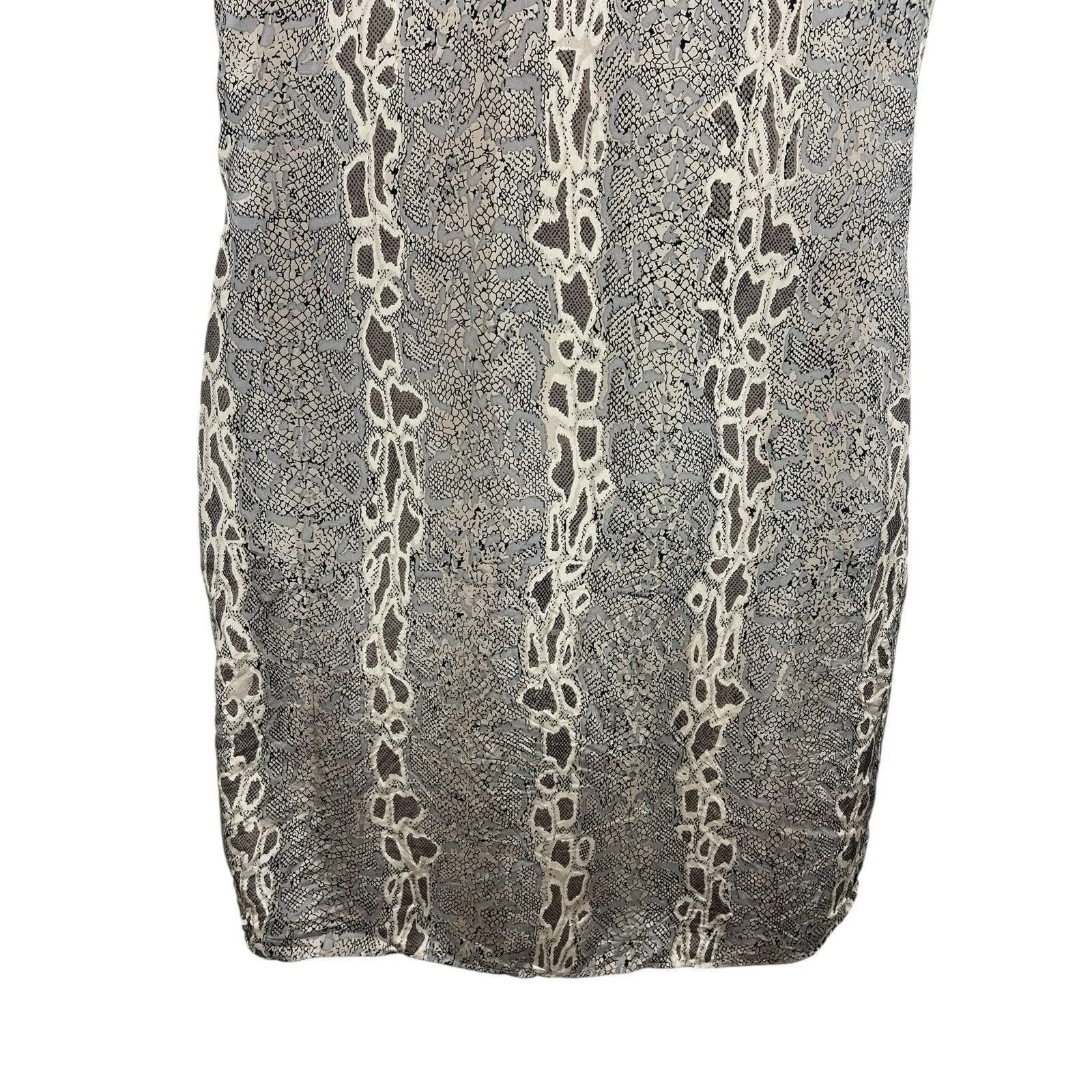 VTG Stunt 100% Silk Dress Women’s M Snakeskin Animal Print Sleeveless Dress Tan Size M - Image 3