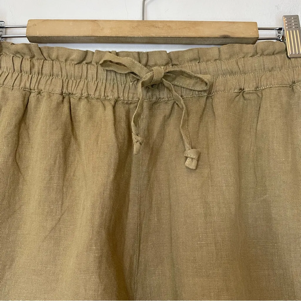 FAHERTY Laguna Linen Tie-Waist Shorts 3” Antique Bronze Tan Sz Small - Image 8