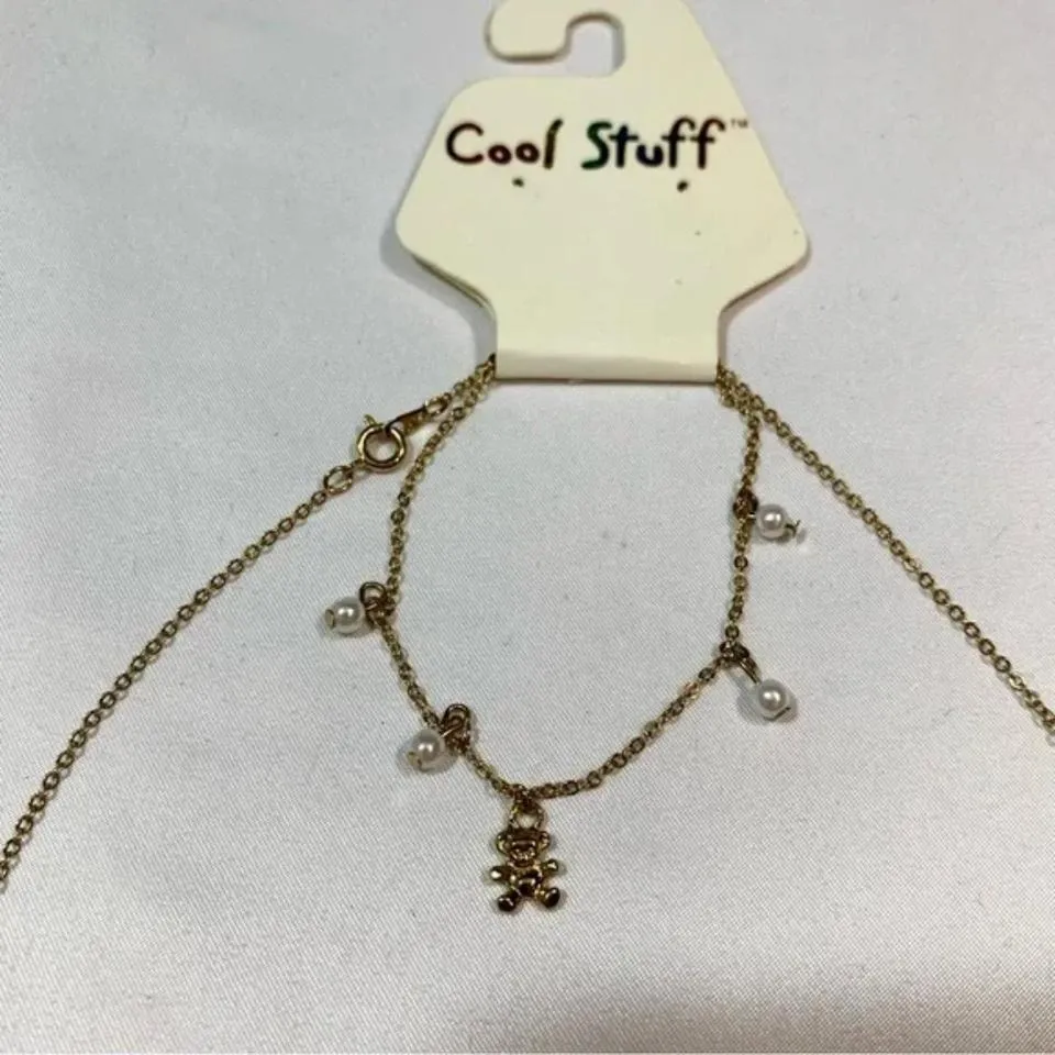 Vintage Deadstock Gold Teddy Bear & Bead Chain Necklace & Bracelet Set - Image 7