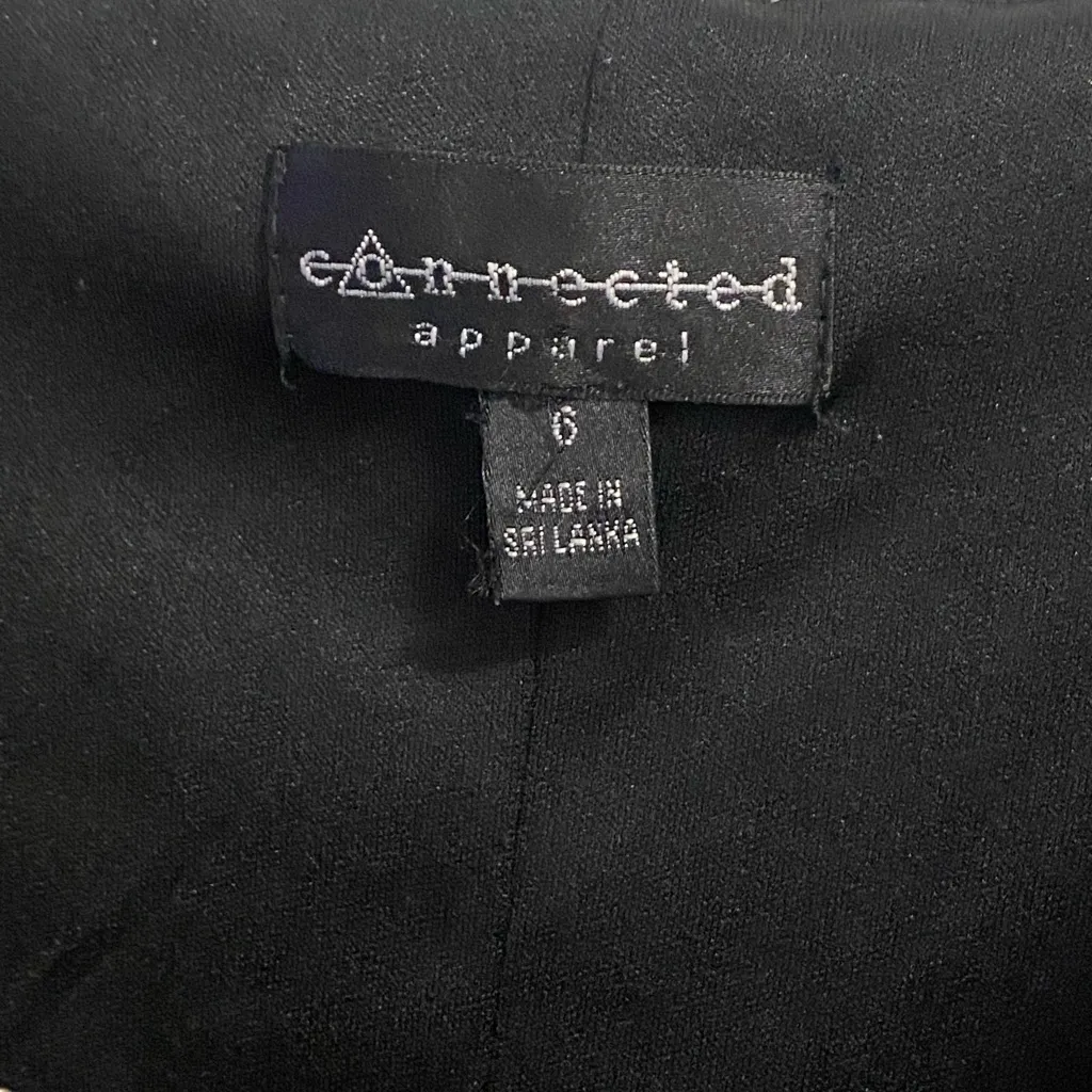 Connected Apparel Womens Midi Dress Size 6 Black Gold Embroidered Floral Sequins - Image 2